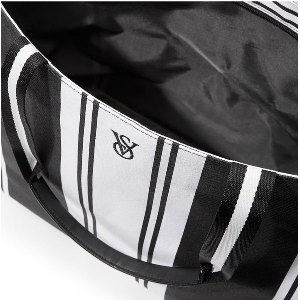 Victoria’s Secret Striped Tote in Black & White. 20.25"L x 12.5"H x 6.5"W - Picture 4 of 9